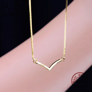 925 Sterling Silver Small Arc Pendant Necklace Women Love Collar Kolye