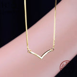 925 Sterling Silver Small Arc Pendant Necklace Women Love Collar Kolye