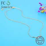 925 Sterling Silver Small Arc Pendant Necklace Women Love Collar Kolye