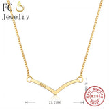 925 Sterling Silver Small Arc Pendant Necklace Women Love Collar Kolye