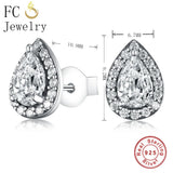 925 Silver Tear Drop CZ Stud Earrings For Women Brincos