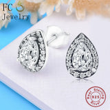 925 Silver Tear Drop CZ Stud Earrings For Women Brincos