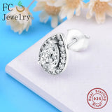 925 Silver Tear Drop CZ Stud Earrings For Women Brincos