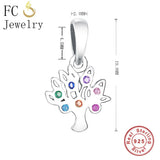 925 Silver Tree of Life Pendant Choker Necklace with Crystal Stone