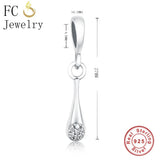 925 Silver Water Drop CZ Pendant Necklace for Women