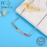 925 Silver ARC CZ Crystal Pendant Necklace Women Gift