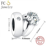 925 Silver Couple Circle Bead CZ Wedding Charm Bracelet Berloque