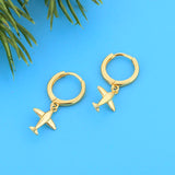 925 Silver 3D Airplane Hoop Earrings for Women