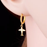 925 Silver 3D Airplane Hoop Earrings for Women