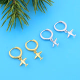 925 Silver 3D Airplane Hoop Earrings for Women