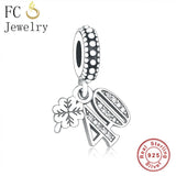 925 Silver Clover Number 40 Year Love Pendant Bead for Berloque