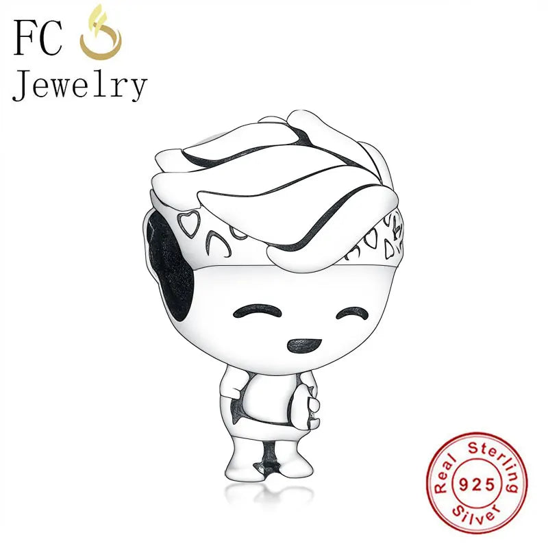 925 Silver Little Boy Head Scarf Bead Charm