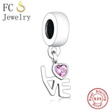 925 Silver Love You Letter Charm Bead for Bracelet