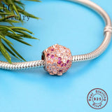 925 Silver Rose Pink Daisy Honeybee Bead for Charm Bracelet