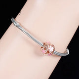 925 Silver Rose Pink Daisy Honeybee Bead for Charm Bracelet