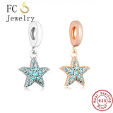 925 Silver Rose Starfish Charm Bead for Bracelet Making