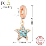 925 Silver Rose Starfish Charm Bead for Bracelet Making
