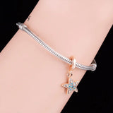 925 Silver Rose Starfish Charm Bead for Bracelet Making