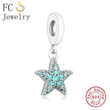 925 Silver Rose Starfish Charm Bead for Bracelet Making