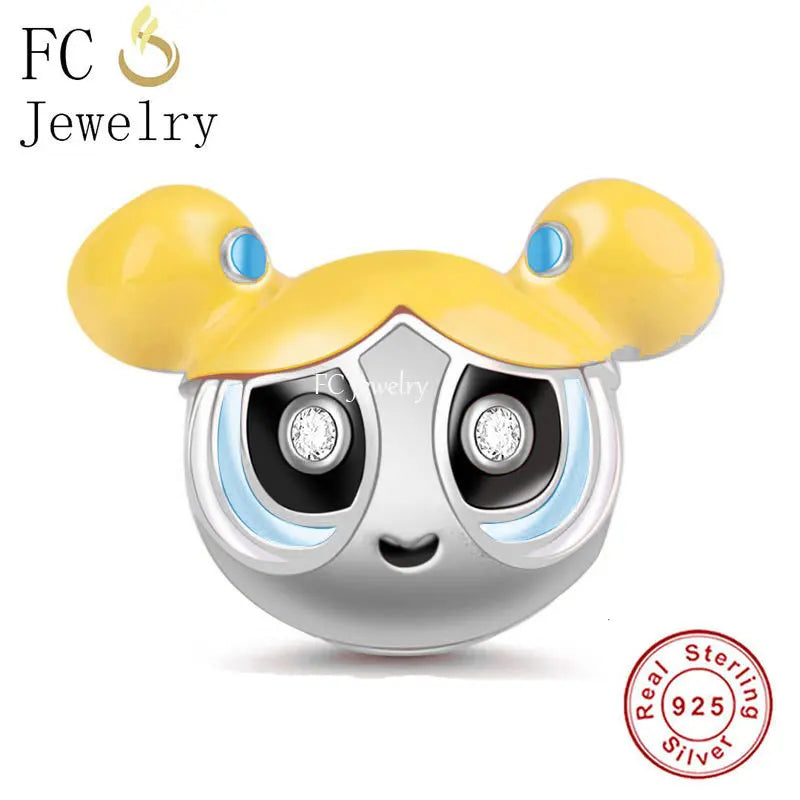 925 Silver Charm Bead for Bracelet Sing Game Girl Hero Killer Lightning Face