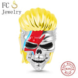 925 Silver Charm Bead for Bracelet Sing Game Girl Hero Killer Lightning Face