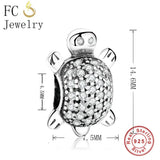 925 Silver Animal Charm Bracelet Mickey Minnie Sea Horse Dog Paw Bead Women