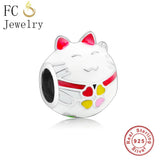 925 Silver Animal Charm Bracelet Mickey Minnie Sea Horse Dog Paw Bead Women