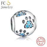 925 Silver Animal Charm Bracelet Mickey Minnie Sea Horse Dog Paw Bead Women