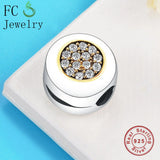 925 Silver Zircon Stone Charm Bracelet Clip Stopper Beads