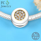 925 Silver Zircon Stone Charm Bracelet Clip Stopper Beads