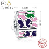 925 Silver Enamel Butterfly Stopper Bead for Charm Bracelet DIY