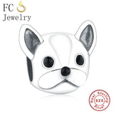 925 Silver French Bulldog Charm Beads Pendant