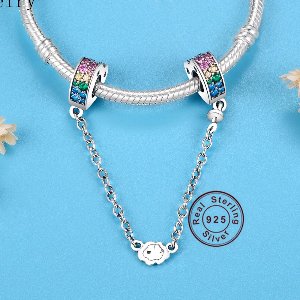 925 Silver Heart Green Zirconia Beads Charm Bracelet
