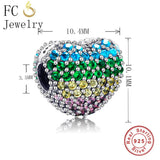 925 Silver Heart Lock Clip Stopper Bead With Enamel Zirconia