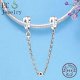 925 Silver Heart Zirconia Beads Safety Chain for DIY Bracelet