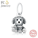 925 Silver Poodle Puppy Dog Charm Bead for Bracelet
