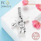 925 Silver Love HeartBear Nipple Bead for Women Mother's Berloque