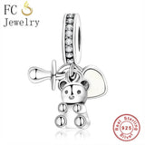 925 Silver Love HeartBear Nipple Bead for Women Mother's Berloque