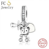925 Silver Love HeartBear Nipple Bead for Women Mother's Berloque