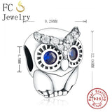 925 Silver Owl Eye Bead For Charm Bracelet Women