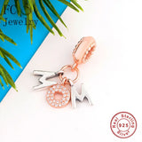 925 Silver Rose Mom CZ Charm Pendant Bead for Bracelet