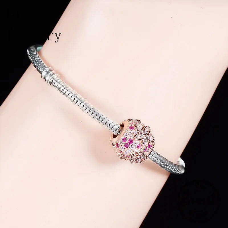 925 Silver Multicolor Zirconia Daisy Charm Bead for Bracelet