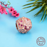 925 Silver Multicolor Zirconia Daisy Charm Bead for Bracelet