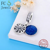 925 Silver Lampwork Snowflake Bead Pendant for Charm Bracelet