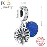 925 Silver Lampwork Snowflake Bead Pendant for Charm Bracelet