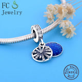 925 Silver Lampwork Snowflake Bead Pendant for Charm Bracelet