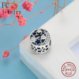 925 Sterling Silver Charm Bead Vintage Midnight Sky Enamel