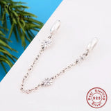 925 Silver Daisy Flower Beads Safety Chain & Clip Lock Charm Bracelet