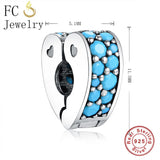 925 Sterling Silver Heart Zirconia Clips Stopper Bead for Charm Bracelet