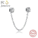 925 Silver Heart Crystal Safety Chain for Charm Bracelet
